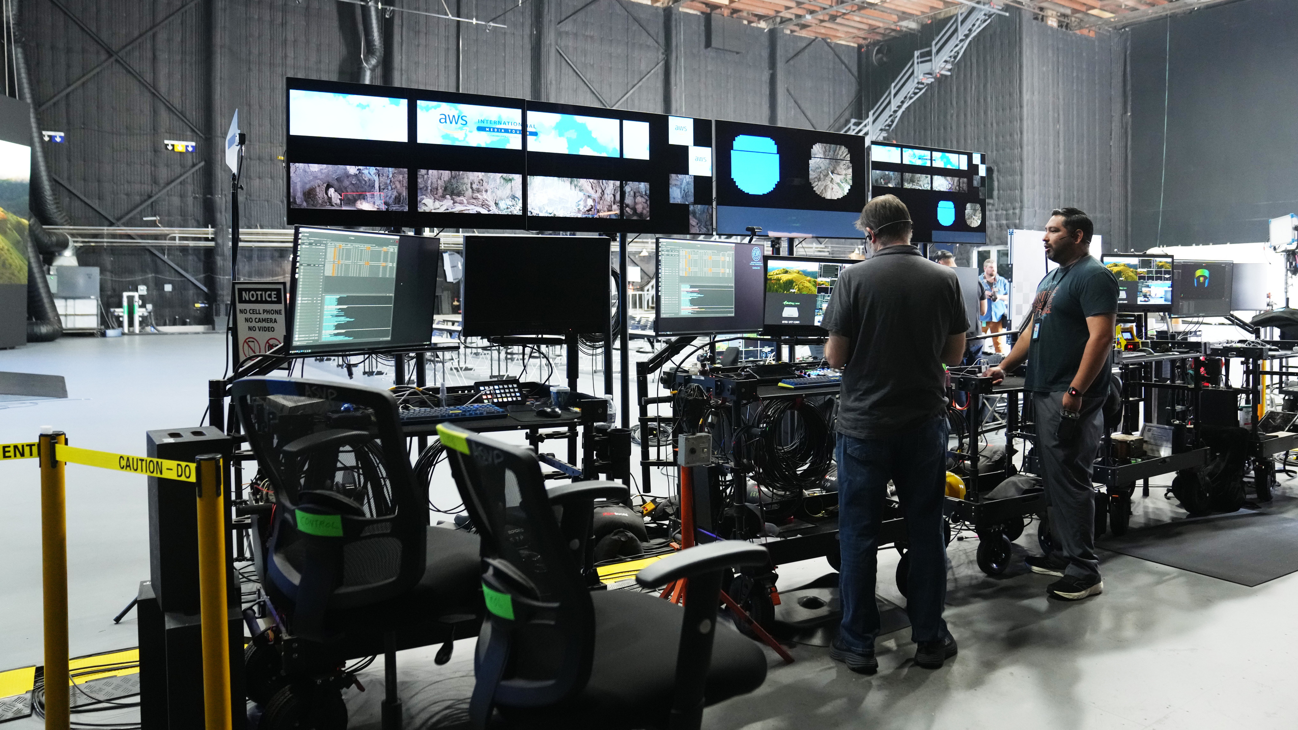 Stage 15 virtual production control carts and display monitors