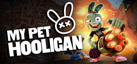 My Pet Hooligan promotional art showing a rabbit character with a multi-barrel weapon